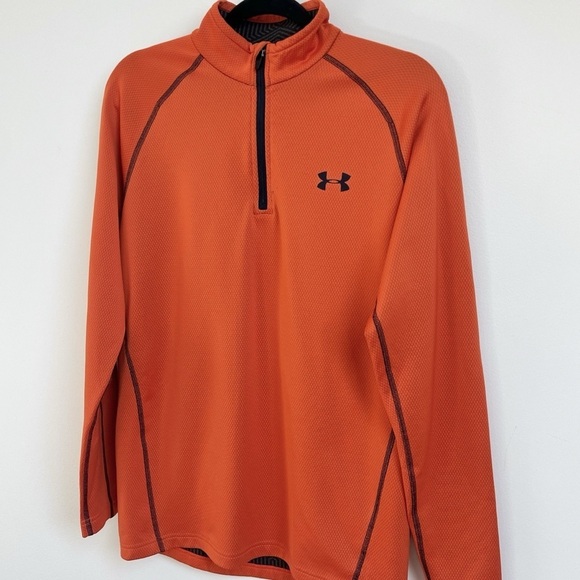 Under Armour Cold Gear Men’s 1/4 Zip Pullover Long Sleeve Top Orange Medium - Picture 2 of 8